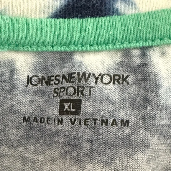 Jones New York Sport Women Blue White Short Sleeves Pullover Top Size XL - Picture 3 of 4